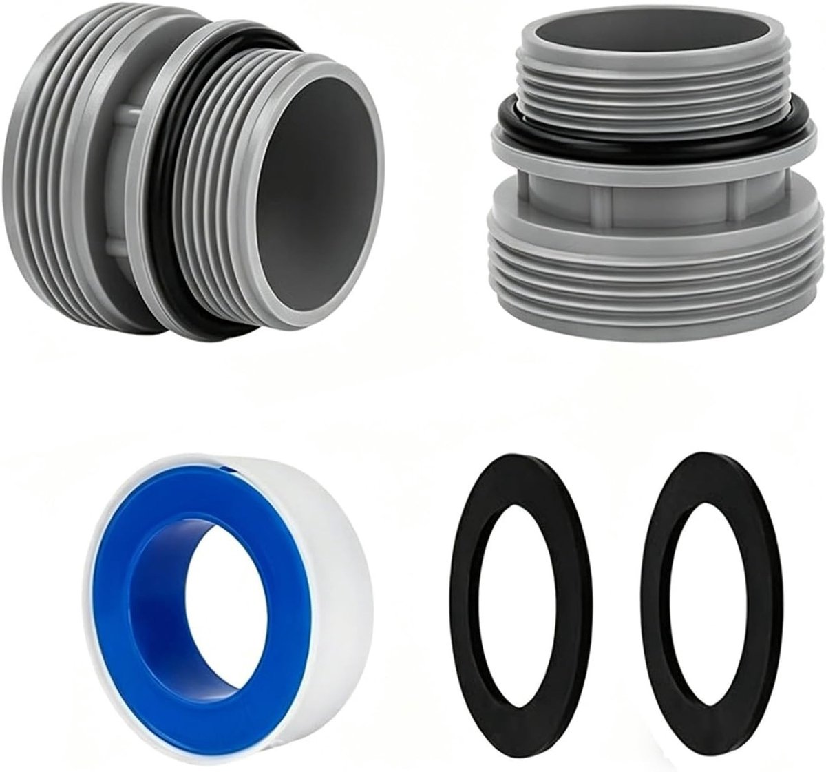 Pool Slangadapter Set 40mm naar 1 1/2 Inch, 2-delige Pool Aansluitset met Dichtingen voor Pomp en Slang, Ideaal voor Zwembaden en Watercirculatie