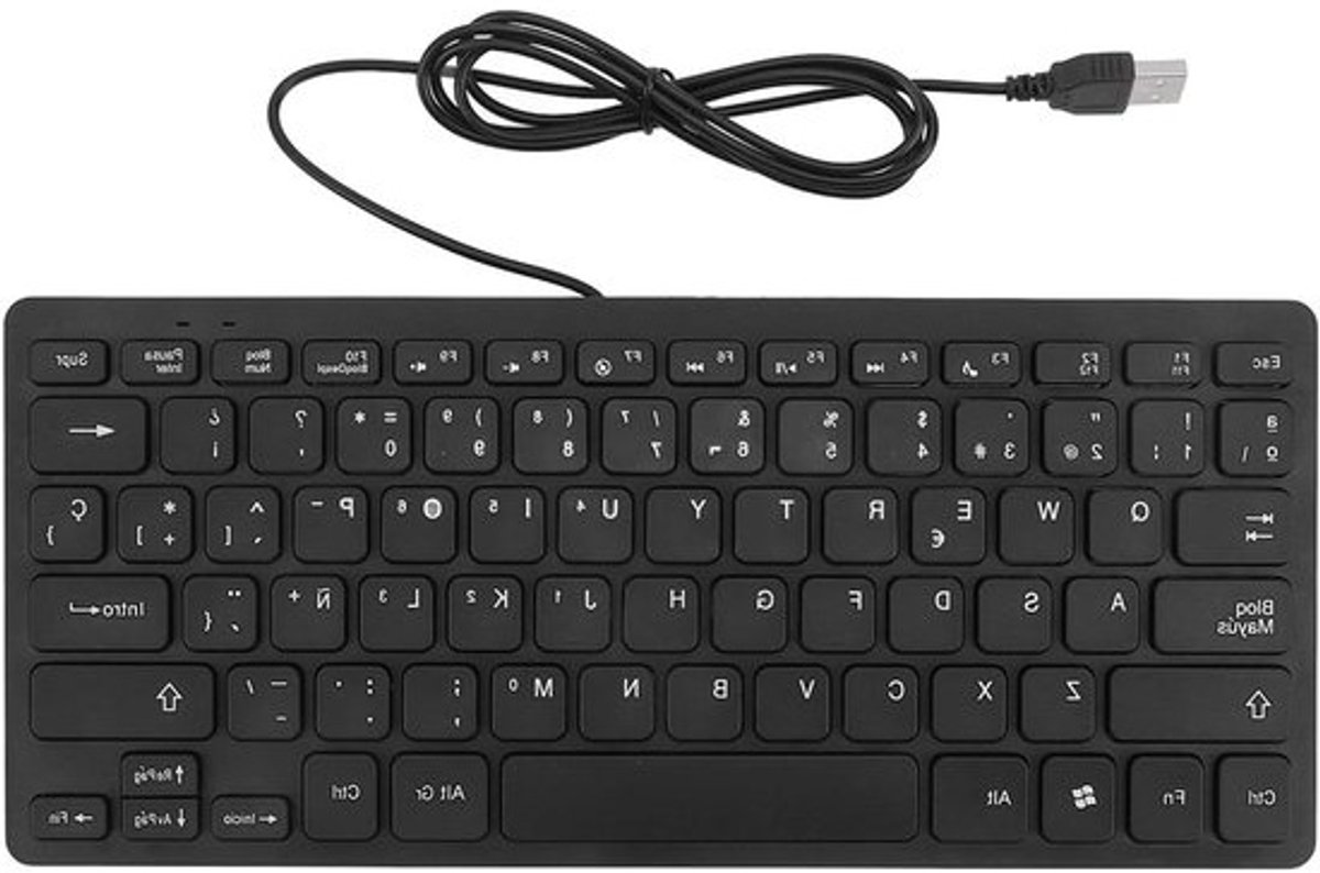 Computertoetsenbord - Ultradun Toetsenbord - Productief Werken - Spaanse QWERTZ Indeling - 78 Toetsen - Zwart