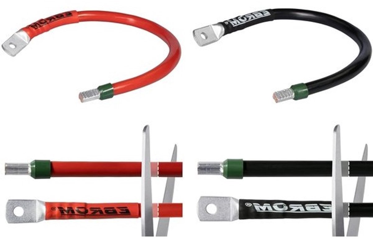 Batterijkabel rood zwart - Accukabel stroomkabel - Stroomvoorziening aansluiten - Hoge stroomsterkte - 10 mm² 30 cm - Rood Zwart