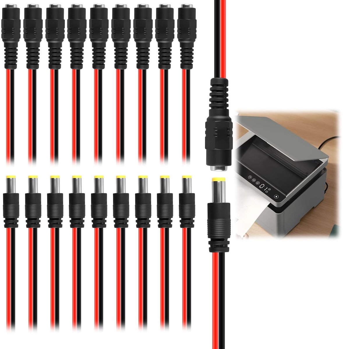 10 Pairs DC Plugs en Pigtail Kabels voor 12V CCTV Camera, LED Strips en DVR Verbindingen