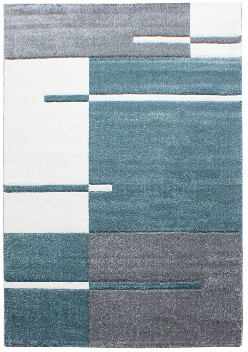Dutch XXL Modern Vloerkleed | Tapijt | Hawaii | Geometrisch | Turquoise | 240x340 cm