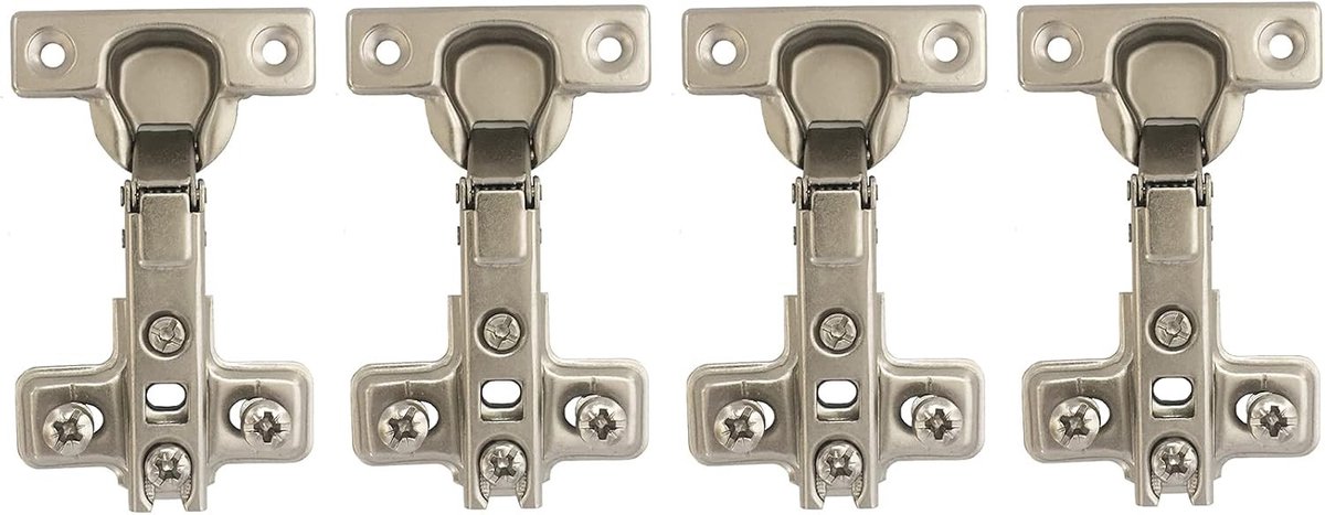 Volledig vlakke scharnieren 26mm zonder demper met zachte sluiting voor keukenkastdeuren - Set van 4 scharnieren voor optimale functionaliteit en duurzaamheid