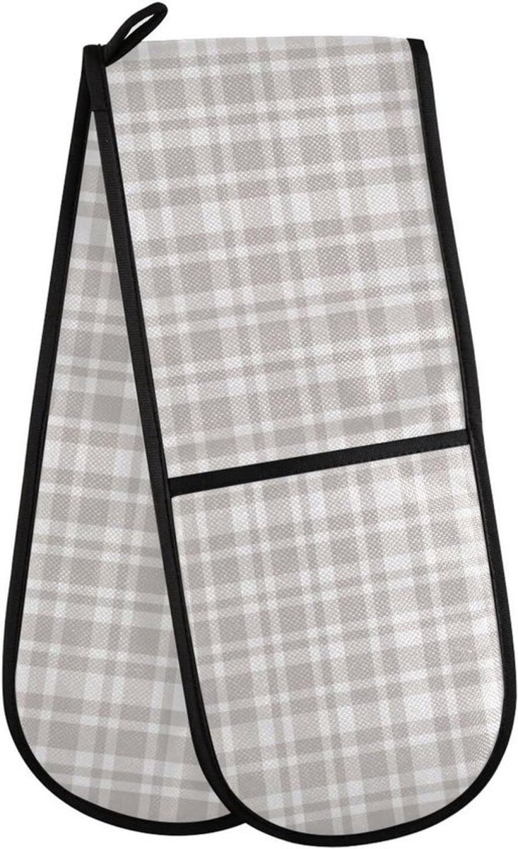 Dubbele Ovenwanten - Keukenhandschoen Oven - Bakken en Grillen - Extra Lange Bescherming - 35 x 7 inch - Wit Geruit