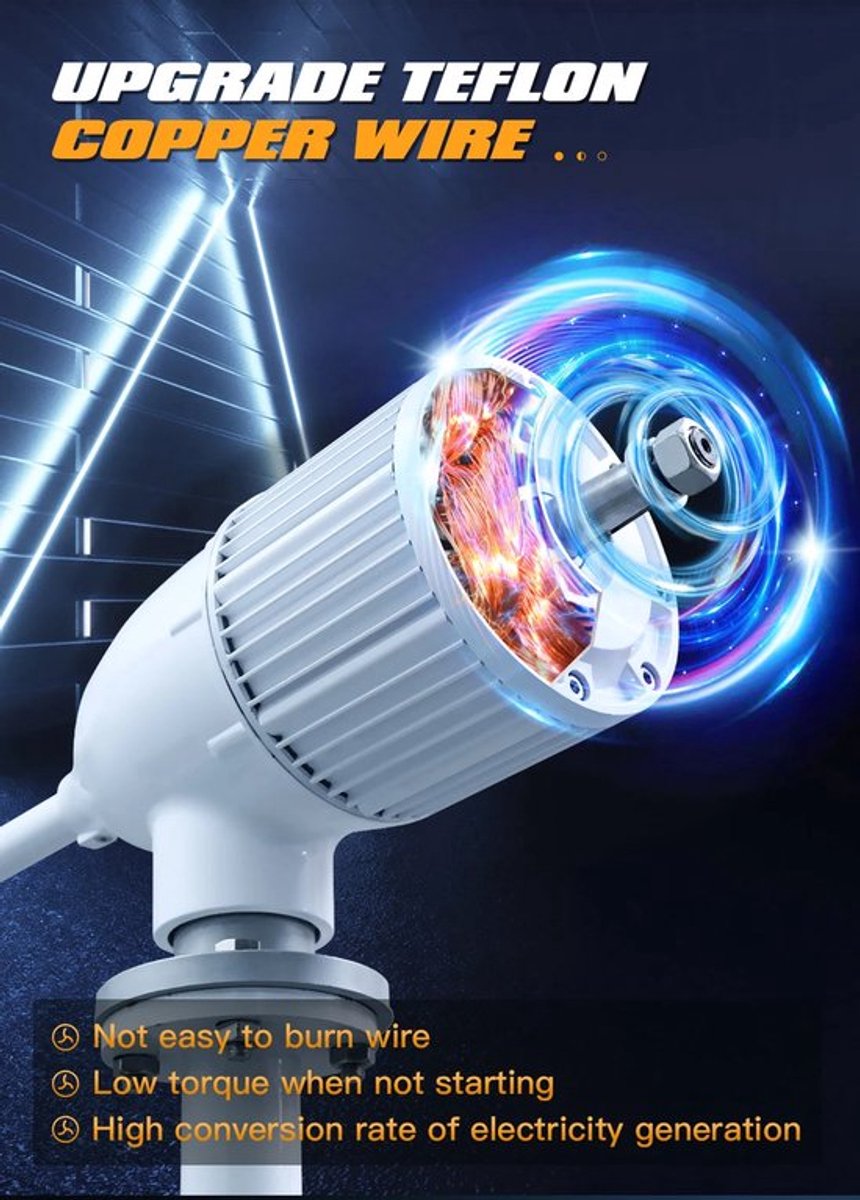 Verticale Windturbine – Horizontale Windmolen – Mini Windgenerator – Windkracht Turbine – 8000W Vermogen – 24V - Grid Systeem