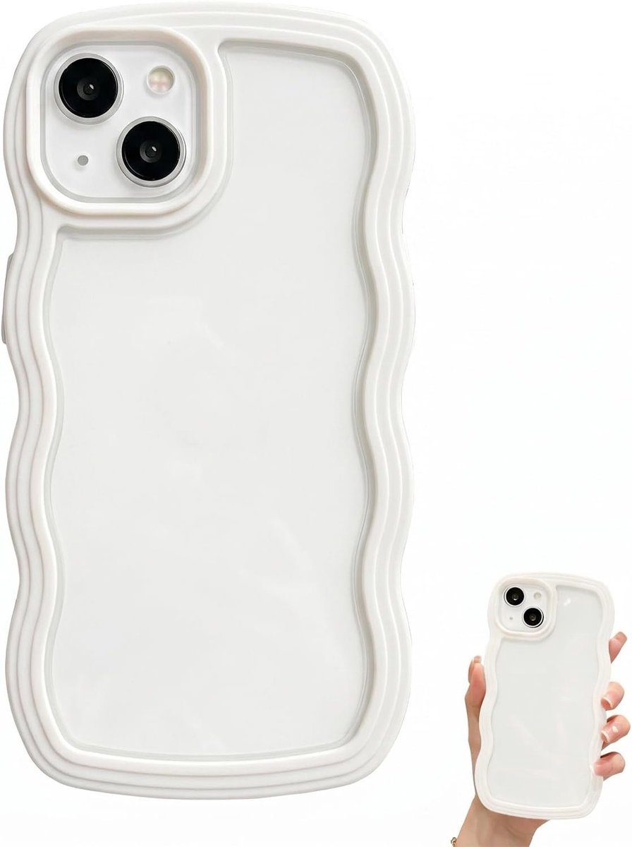 Elegante transparante beschermhoes met golvend design voor iPhone 14, schokbestendig en zacht TPU, ideaal voor dames en meisjes