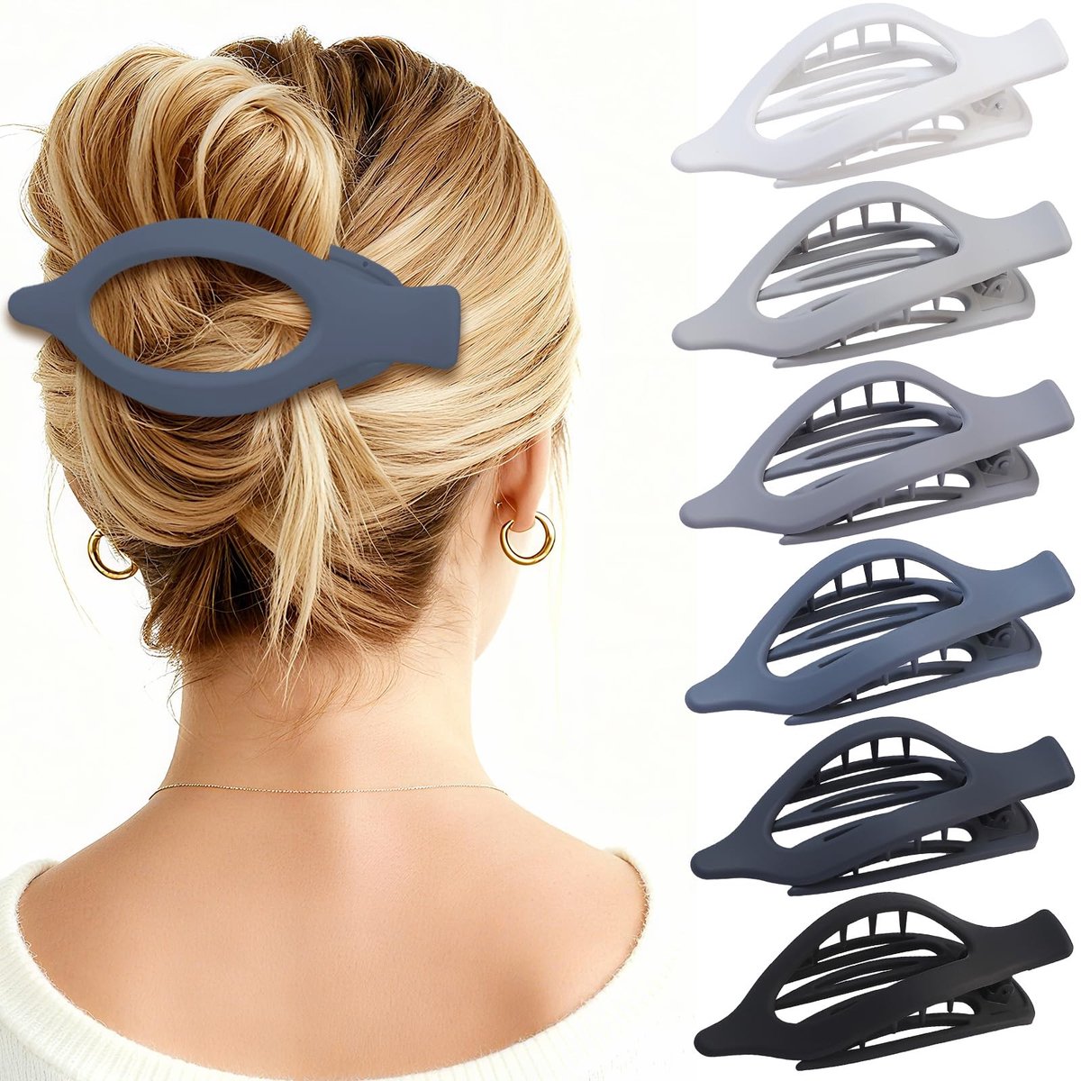 6 Stuks Haarclips - Grijze Claw Clips voor Dikke en Dunne Haren