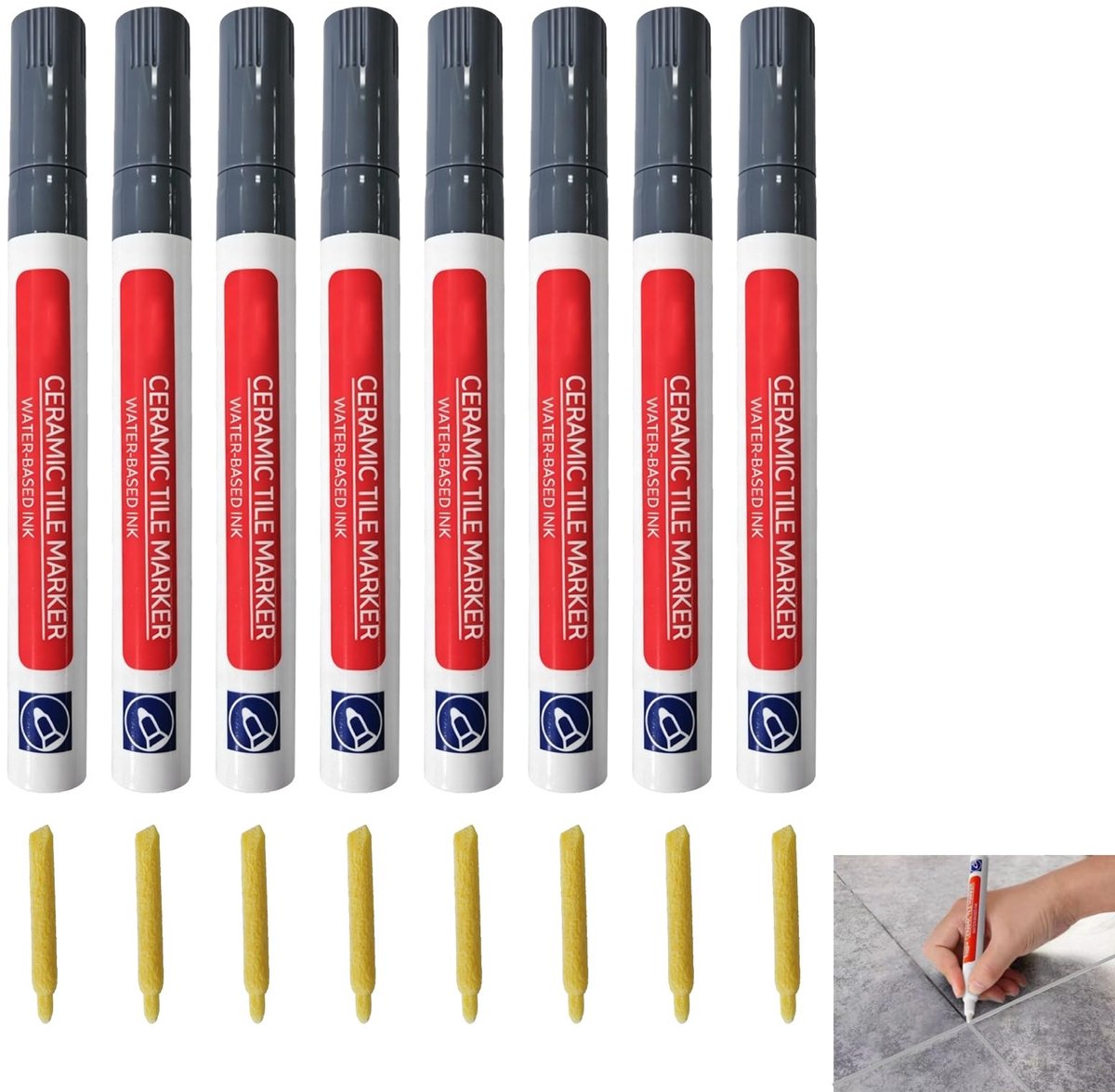 8 stuks voegenstift - Lichtgrijs, waterdicht voor wand- en vloertegels