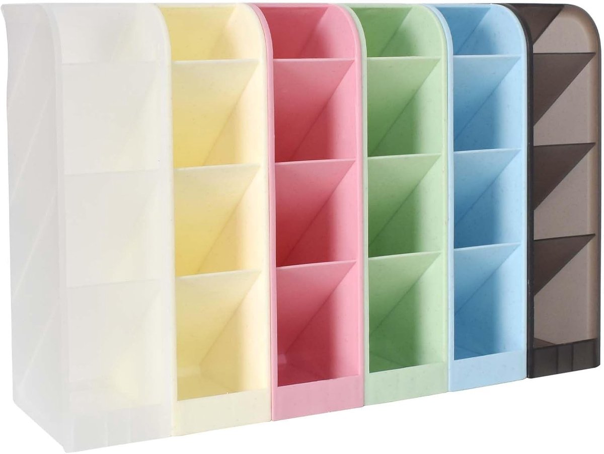 Organizer voor Bureau met 6 Opbergdozen in Diverse Kleuren - Pennenhouder en Borstelhouder voor Thuis en Kantoor