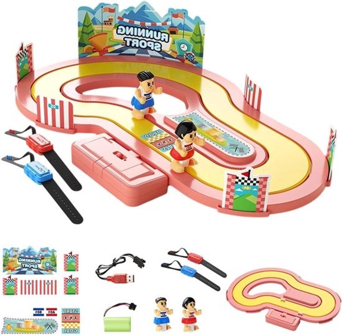 Racespeelgoed Met Lichaamsdetectie - Interactief Snelheidsspel - Gezinsactiviteit - Dynamische Bewegingsregistratie - 56 x 354 x 01 cm - Roze