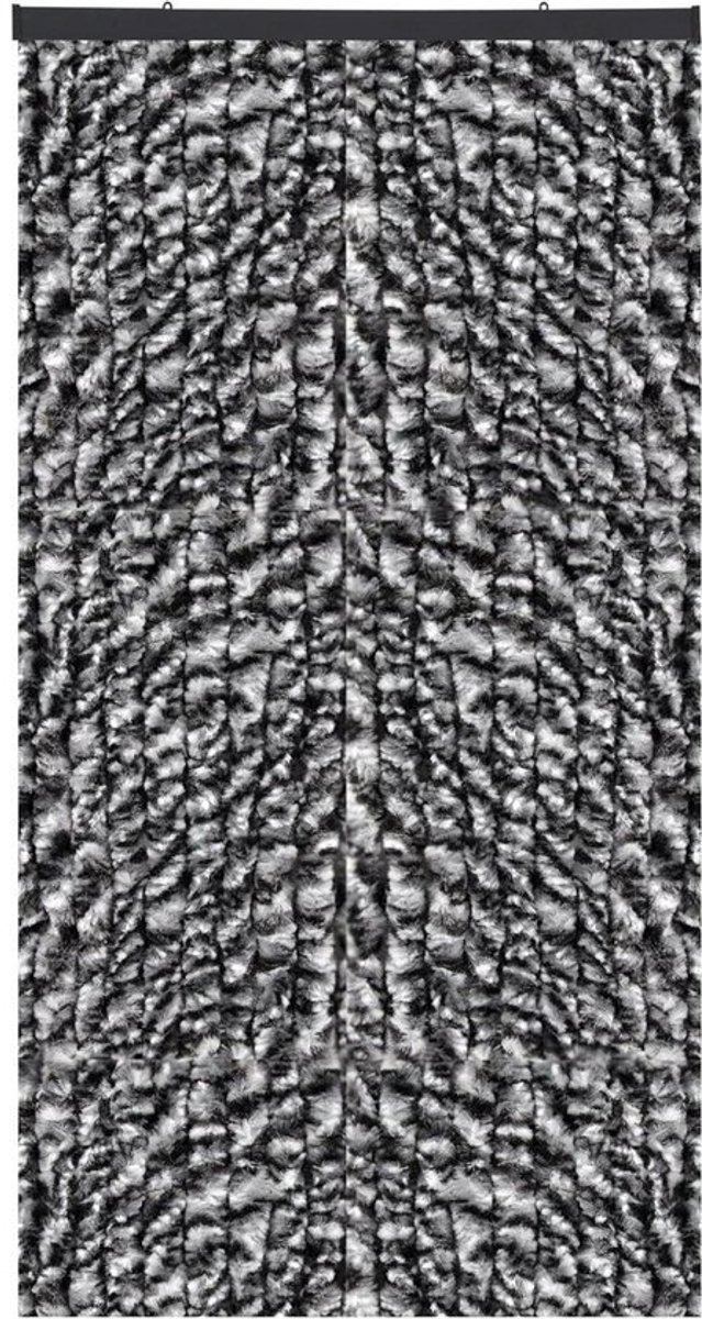 Fleece Gordijn - Strookgordijn Vliegengordijn - Insecten Buiten Houden - Uniek Privacy Scherm - 140x220 cm - Gemitigd Zwart Grijs Wit