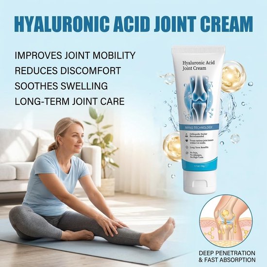 Hyaluronzuur Gewrichtscrème voor Ondersteuning van Gewrichten en Botten, Koelende Zalf voor Rug en Lichaam, Verzorgende Crème (50 ml) — afbeelding 5
