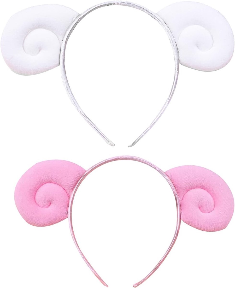 Schattige Schapenoren Haarband Set van 2 – Dieren Hoofdband voor Feestjes, Kostuums en Make-up Accessoires voor Vrouwen en Meisjes