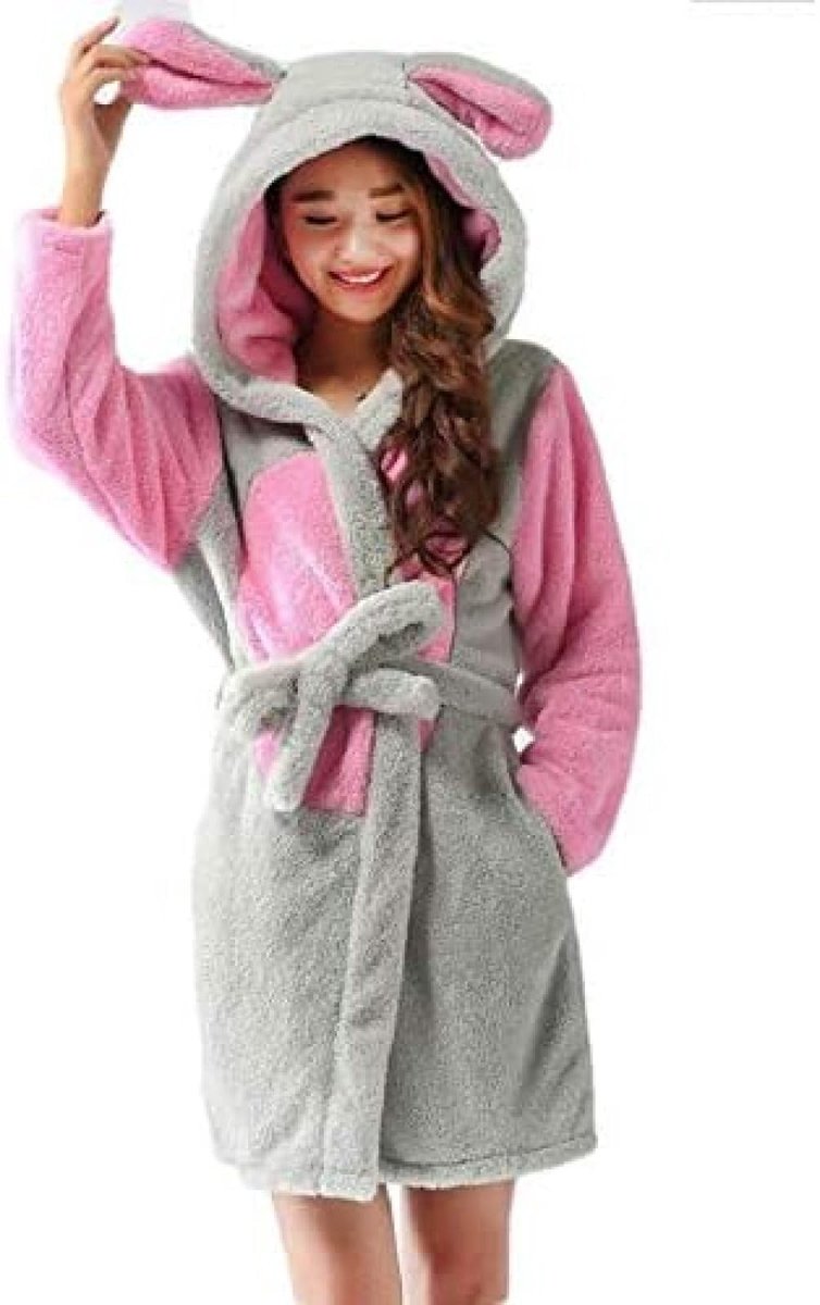 Dames Badjas - Kapper met Cartoonpatroon - Roze L