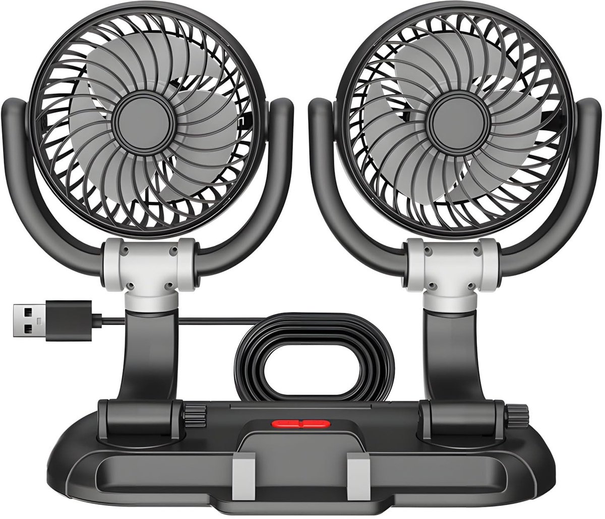 USB Aangedreven Auto Ventilator - Volledige Rotatie met Houder