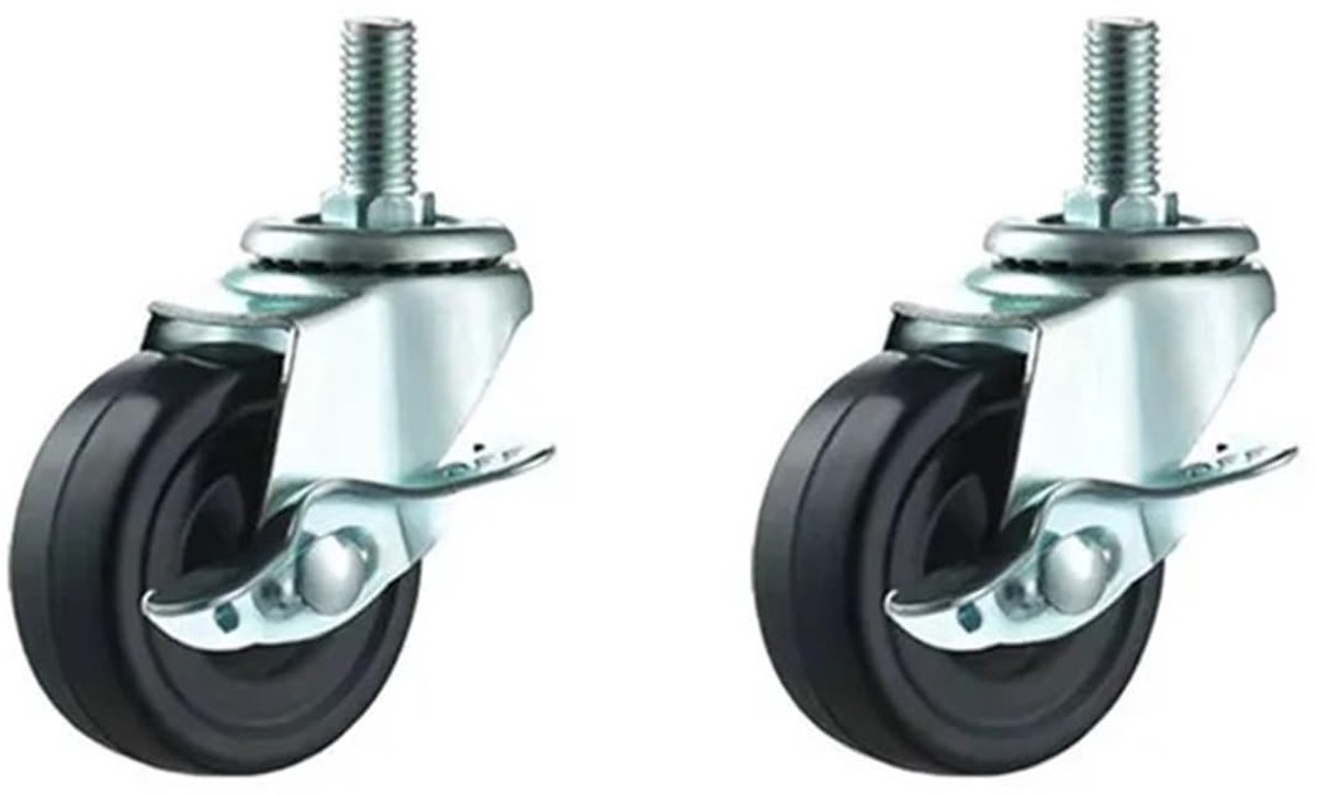 Zwenkwielen voor Meubels - Rubber - 2 Stuks