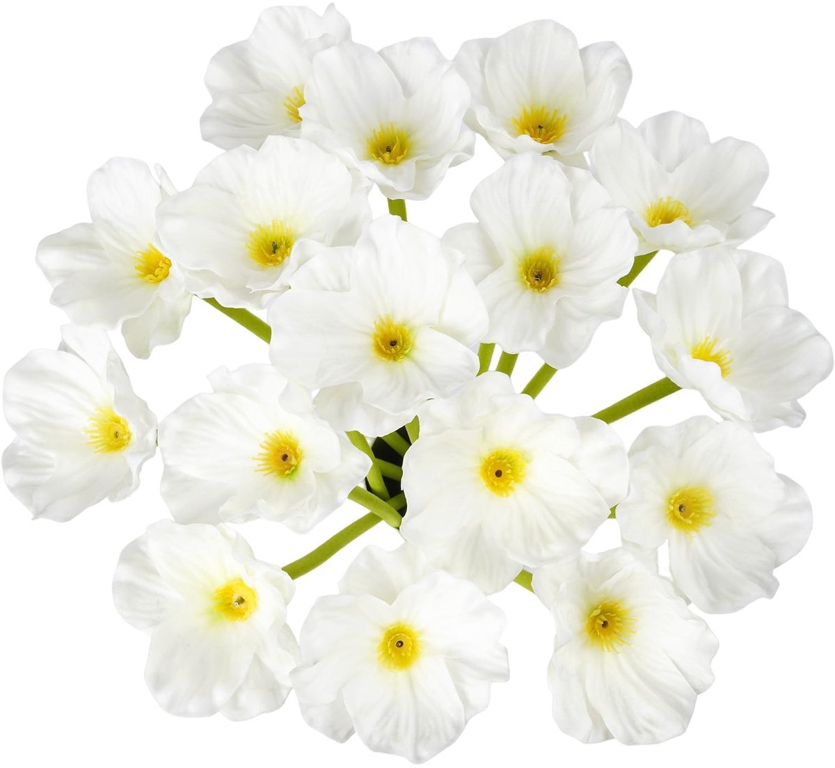 16 Stuks Witte Poppy Bloemen - Kunstzijde Faux Poppies voor Thuisdecoratie