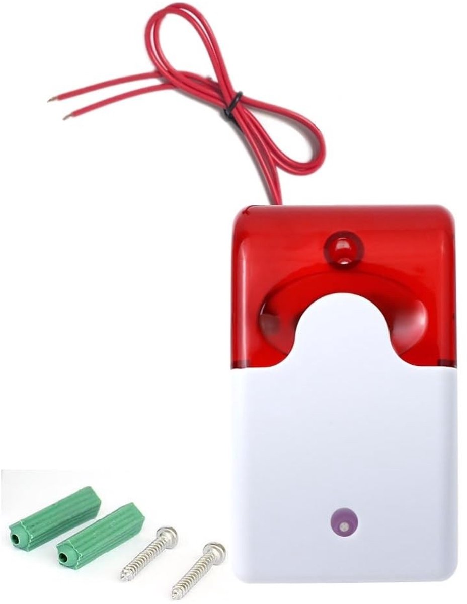 Bedrade Stroboscoop Sirene - 105dB met Flitslicht - Rood/Wit