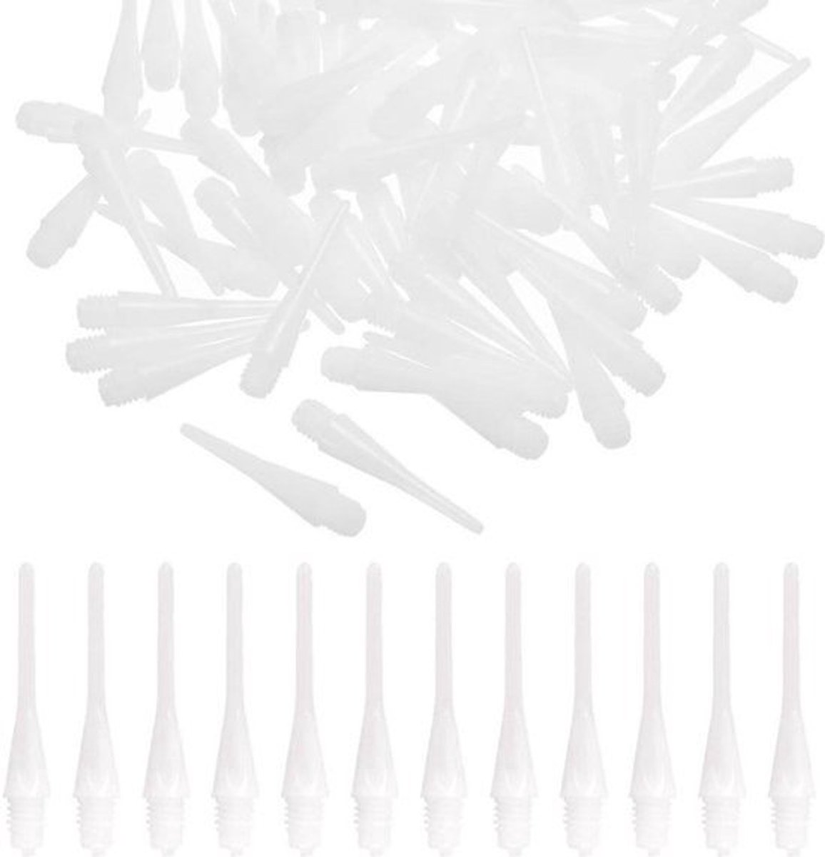 Verpakking van 60 Witte Dart Flights Plastic Tips Zacht Zwart 2BA