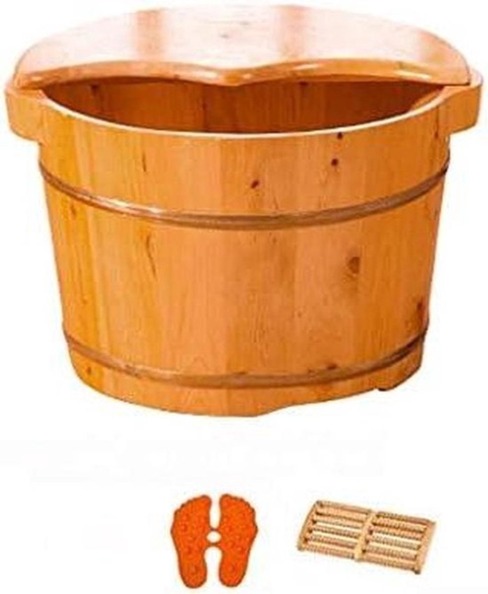 Voetenbad Houten Vat - Voetbad Spa - Ontspannen Voeten - Massief Hout - 26 cm Hoog - Natuurlijk Hout
