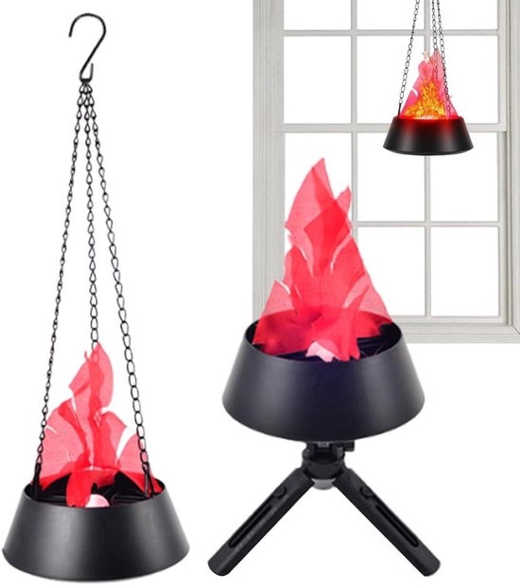 Led Vlamlamp - Kunstvlam Effect - Sfeerverlichting Maken - Realistisch Vlammenbeeld - 16.2 x 16.2 x 9.9 cm - Zwart