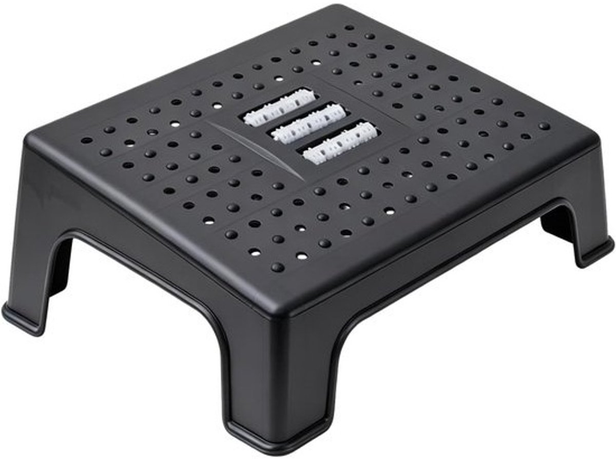 Klein Voetenbankje - Voetsteun Kruk - Comfort Ondersteuning - Antislip Massagetextuur - 355x26x14cm - Zwart