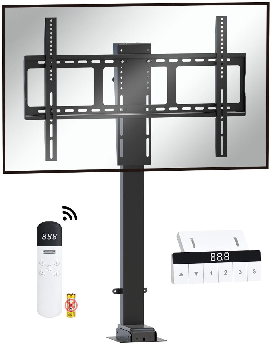 SnelShoppen - Elektrische TV Lift met Afstandsbediening voor 75-85 inch TV's - Max 120kg - Verstelbare Hoogte van 850-2000mm - Ideaal voor Woonkamer e