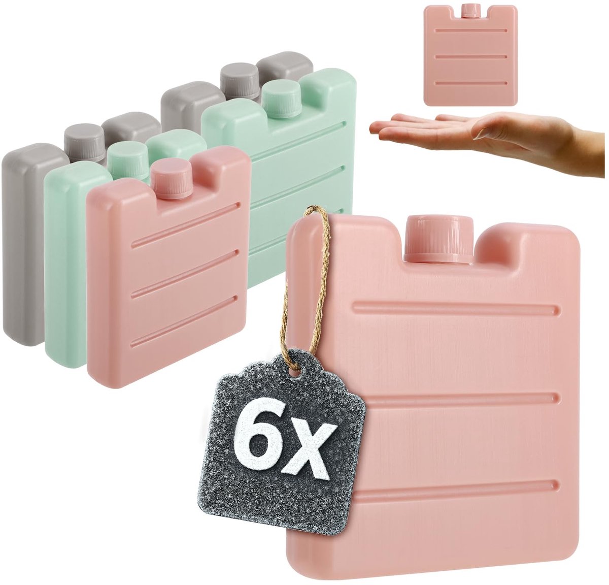 SnelShoppen - 6x Kleine Platte Koelelementen - Ruimtebesparend Koelaccessoire voor Koelboxen en Koeltassen - Kleurrijke Pastelkleuren - Ideaal voor Ca