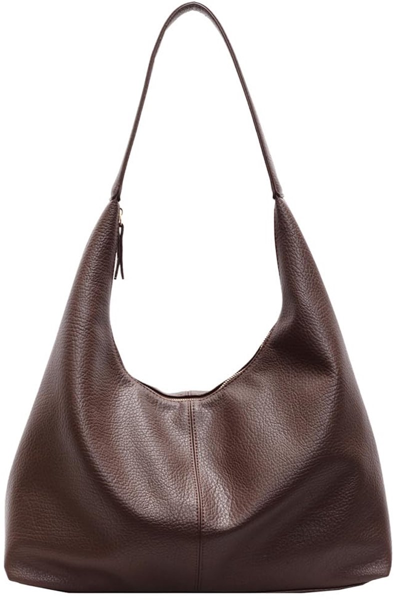 SnelShoppen - GSenhui Hobo Tas Zacht Leer Handtas Vintage Draagtas Uni Tas Dames - Schoudertas Slouchy Tote Bag voor Vrouwen, Medium, Ideaal voor Dage