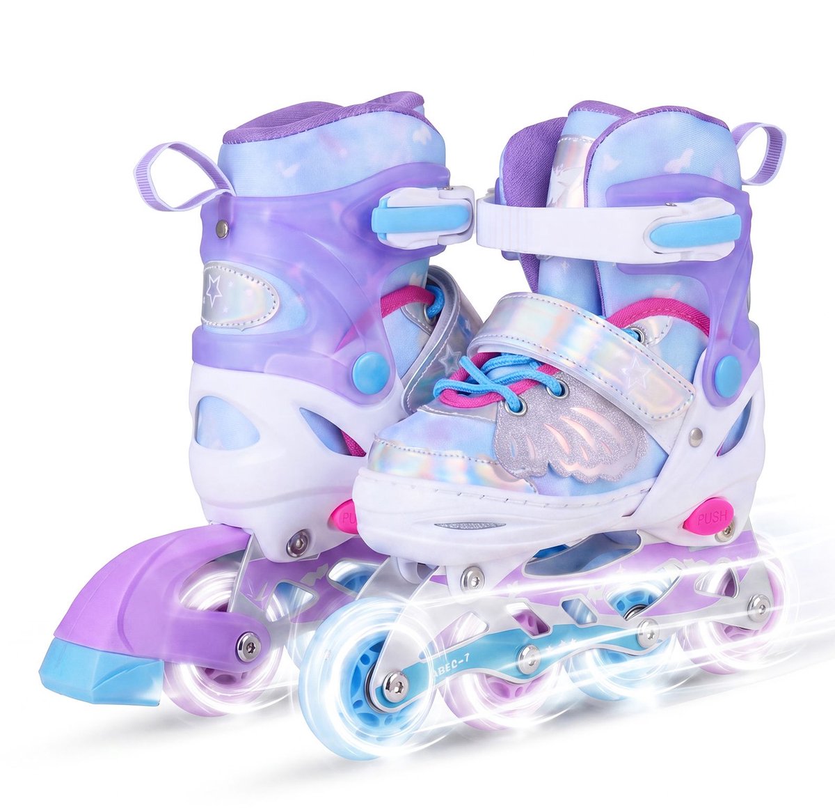 SureDeal® Sportspeelgoed Inliners Kinderen Inline Skates Verlichte Wielen Rolskates – 35x11x28 cm Blauw