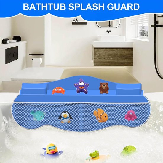 Badkuip opzetstuk - Kinderbad rek - Veilig douchen - Met opbergvakken - 55.8 x 42.5 cm - Blauw — afbeelding 5