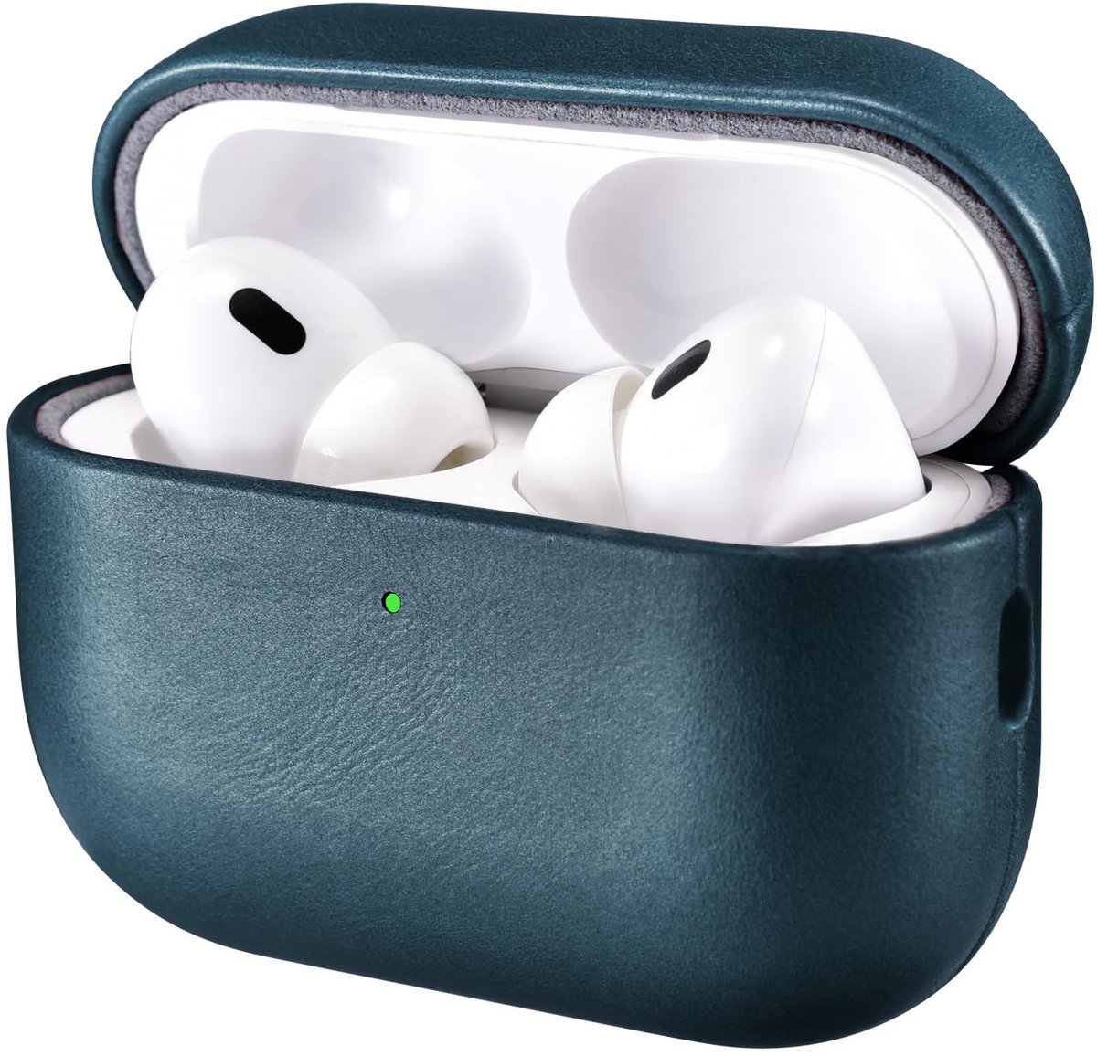 SnelShoppen - Leerhoesje voor AirPods Pro 3 2025, Premium Echte Leer Schokbestendig Beschermhoes voor Apple AirPods Pro 3 Oordopjes met LED Zichtbaar