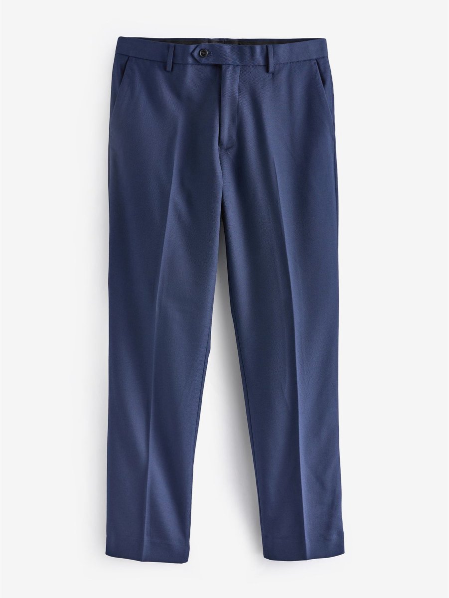 Next - Heren - Normale Pasvorm - Kostuum met textuur: broek - Blauw