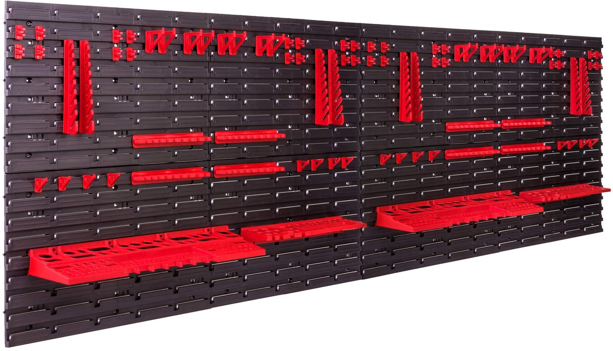 SnelShoppen - Opbergsysteem Wandrek 230 x 78 cm, Stapelbakkenkast, Extra Sterke Wandplaten, Uitbreidbaar Werkplaatsrek, Indrukwekkend Opbergrek voor T