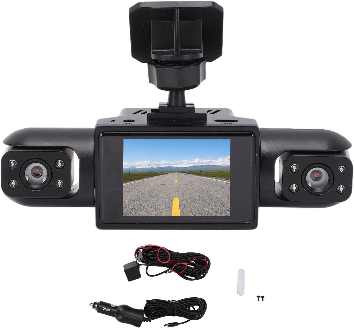 4-kanaals Dashcam - Auto Camera Set - Veiligheid Onderweg - 360 Graden Dekking - 1080p HD - Zwart