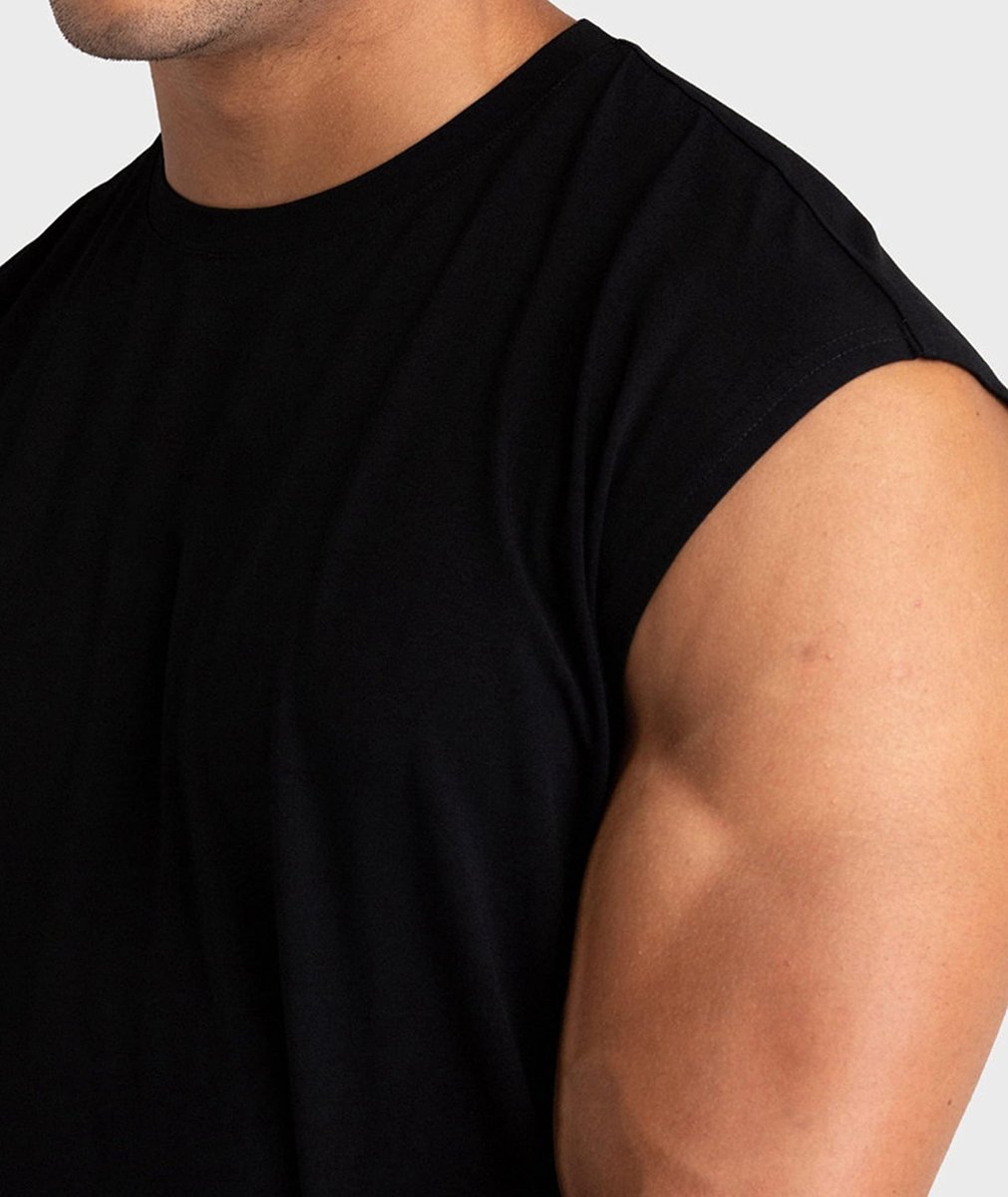 SnelShoppen - Katoenen Sportschool Tanktops voor Heren, Mouwloze Workoutshirts, Atletische Spiershirts, Zwart, 1, 3 of 5 Stuks, Geschikt voor Training