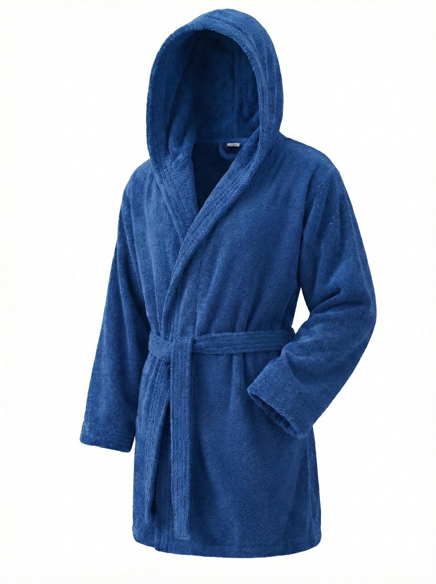 SnelShoppen - Top Unisex Badjas - Douchebadjas voor Heren en Dames - Badjas met Capuchon - 100% Katoen - 500g/m2 - Luxe Badstof Badjas in Maat L - Ide
