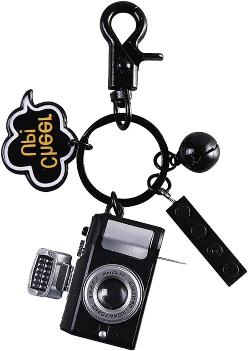 Mini Camera Sleutelhanger - Mini Camera Hanger - Fotografie Accessoire - Licht en Geluid - 4cm x 3.2cm - Zwart