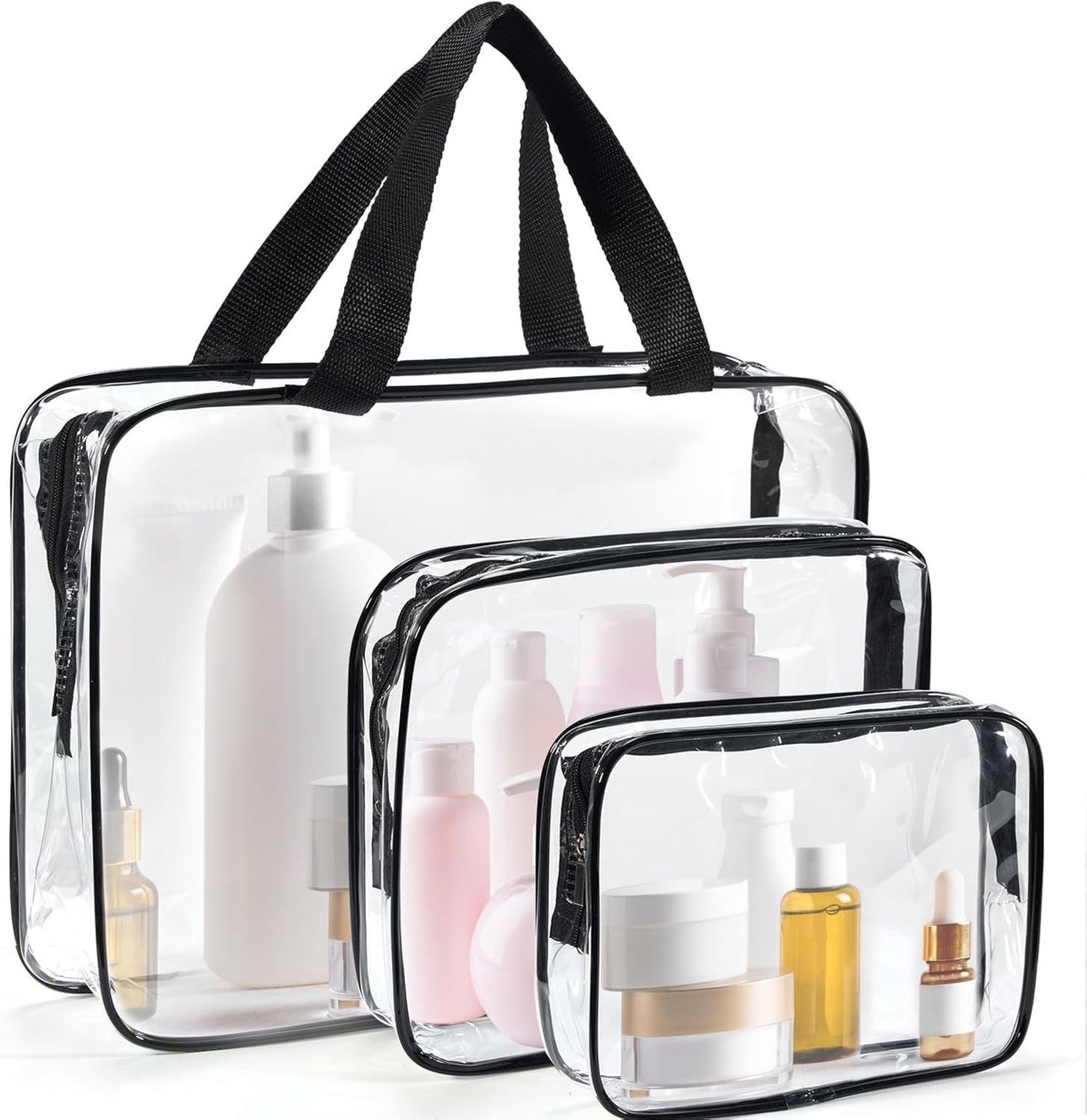 Dailygoods - 3 Transparante Goedgekeurde Toilettasjes - Waterdicht voor Reizen