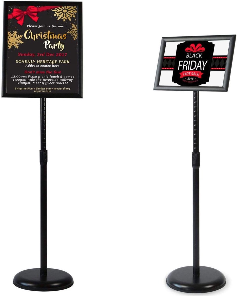 Dailygoods - Aluminium Posterstand met Verstelbare Voet en Robuuste Basis (A3)