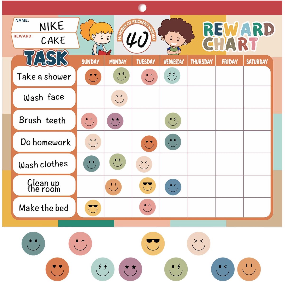 Dailygoods - Boho 32 Chore Charts Gedragsbeloningskaart Systeem voor Kinderen