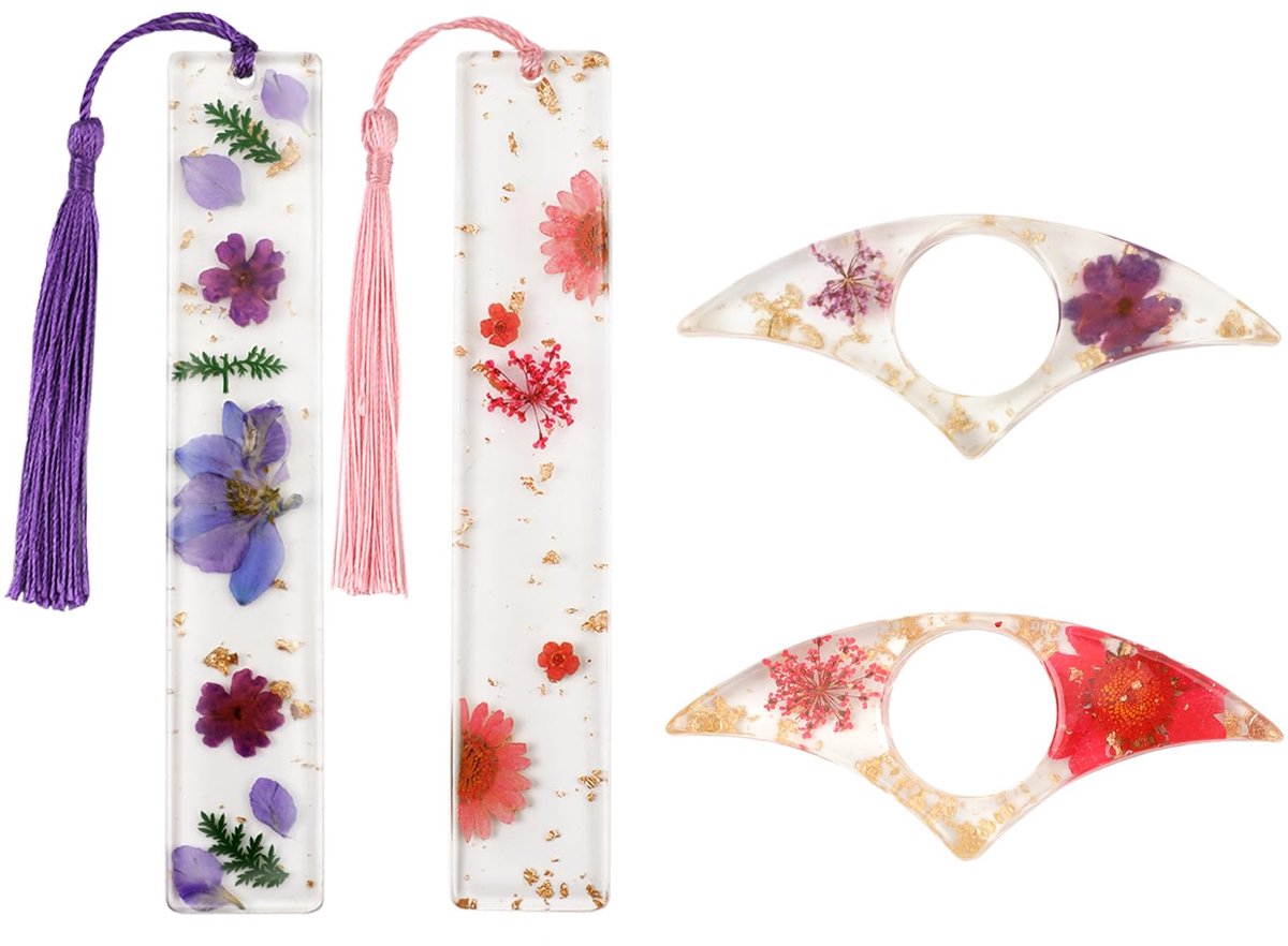 Dailygoods - 4 Stuks Gedroogde Bloemen Boekmerken met Kwast