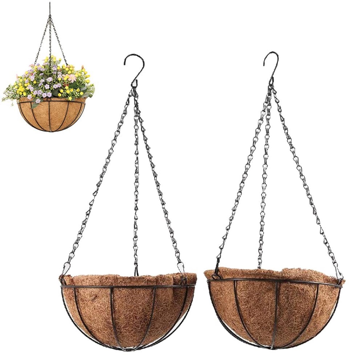 Dailygoods - 2 Stuks Decoratieve Metalen Baskets met Kokosvoering