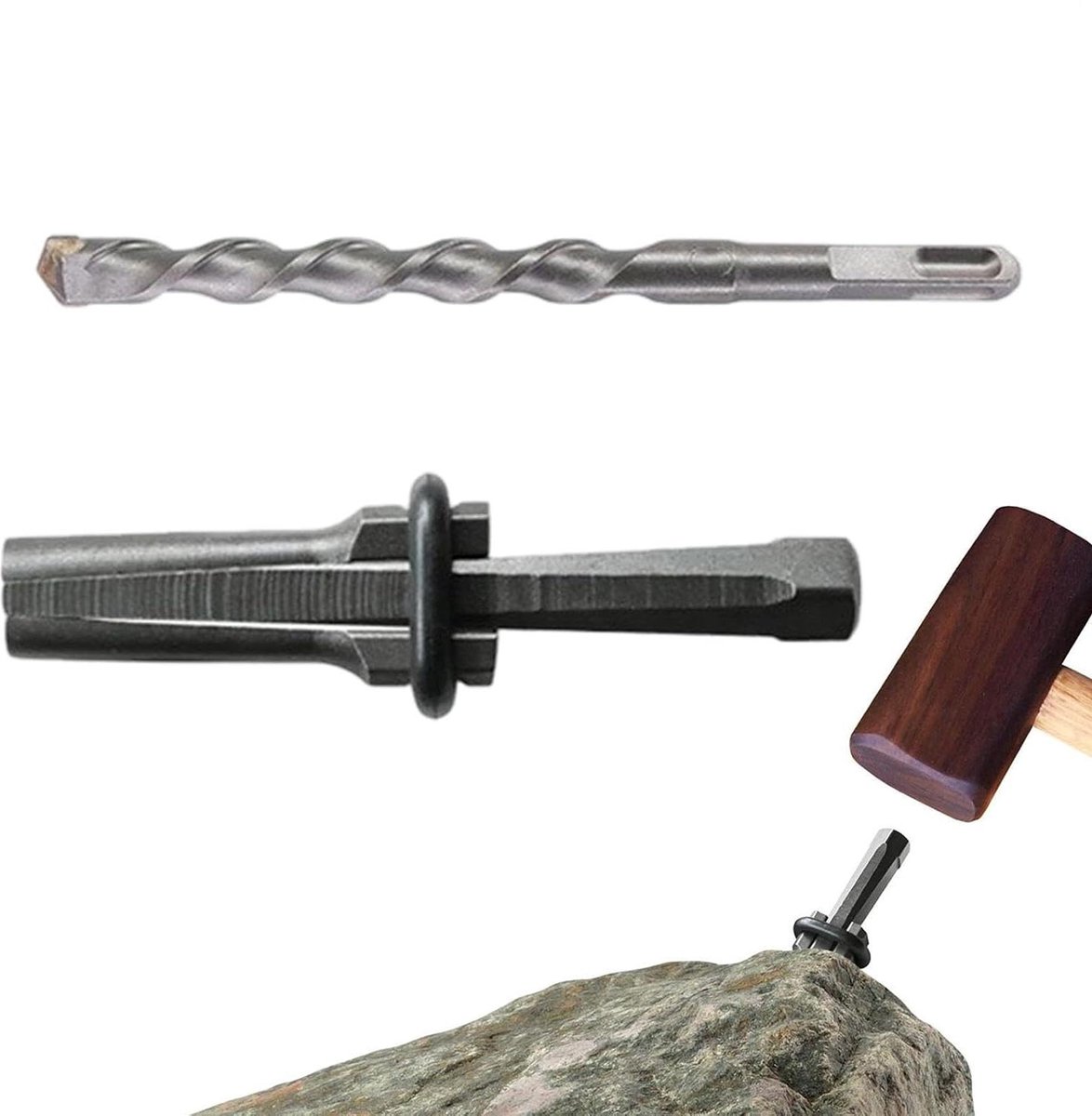 Steenbreker Gereedschap - Splijtwiggen Set - Steen Bewerken - Arbeidsbesparend Ontwerp - 16 mm - Metaal