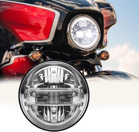 Motorfiets Koplamp - LED Koplamp - Veiliger Rijden - Hoge Intensiteit LED Chip - 7 Inch - Chroom — afbeelding 5