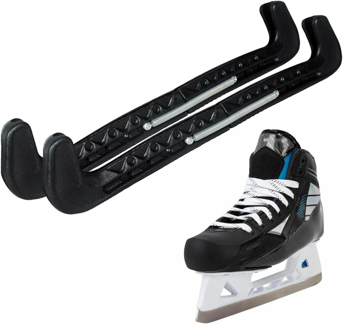 Schaatsbeschermers - Schaats protector - Schaatsen beschermen - Verstelbare metalen veer - 35 x 2 cm - Zwart