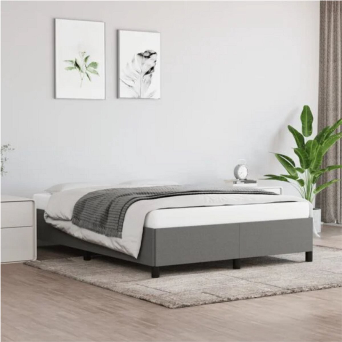 vida xl Bedframe zonder matras 90x190 cm stof donkergrijs