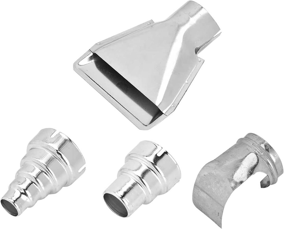 Heteluchtpistool Mondstukken - Accessoires Hittepistool - Krimpfolie Aanbrengen - Gevarieerde Vormen - 4 Stuks - Zilver