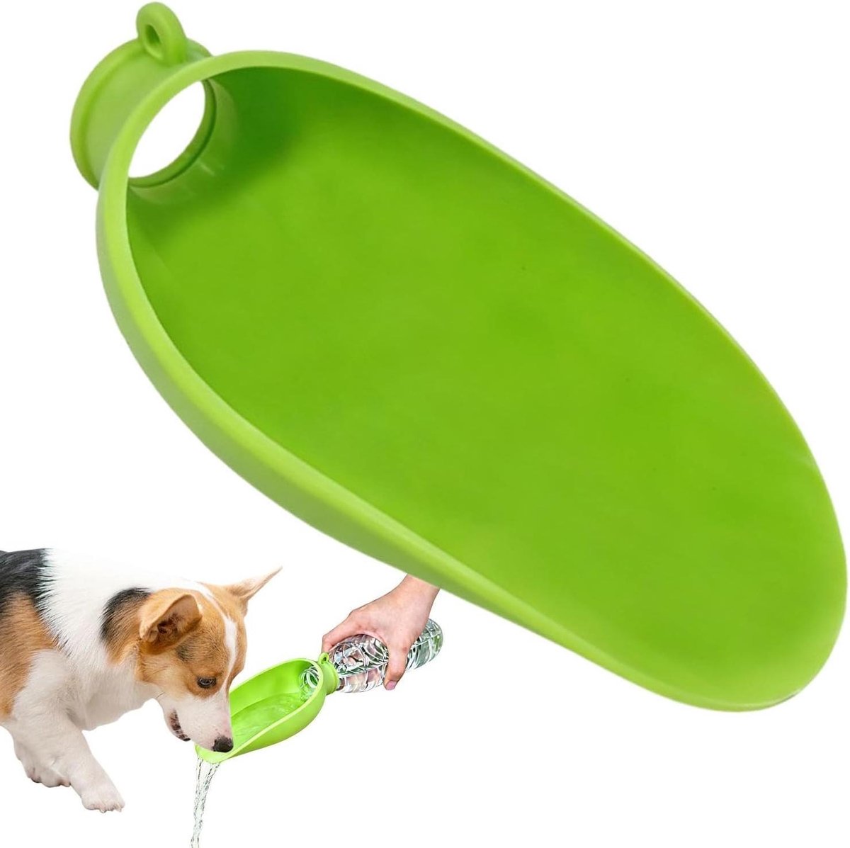 Honden Drinkfles - Water Dispenser Hond - Hydratatie Onderweg - Opvouwbaar Ontwerp - 18 x 8.3 x 5 cm - Groen