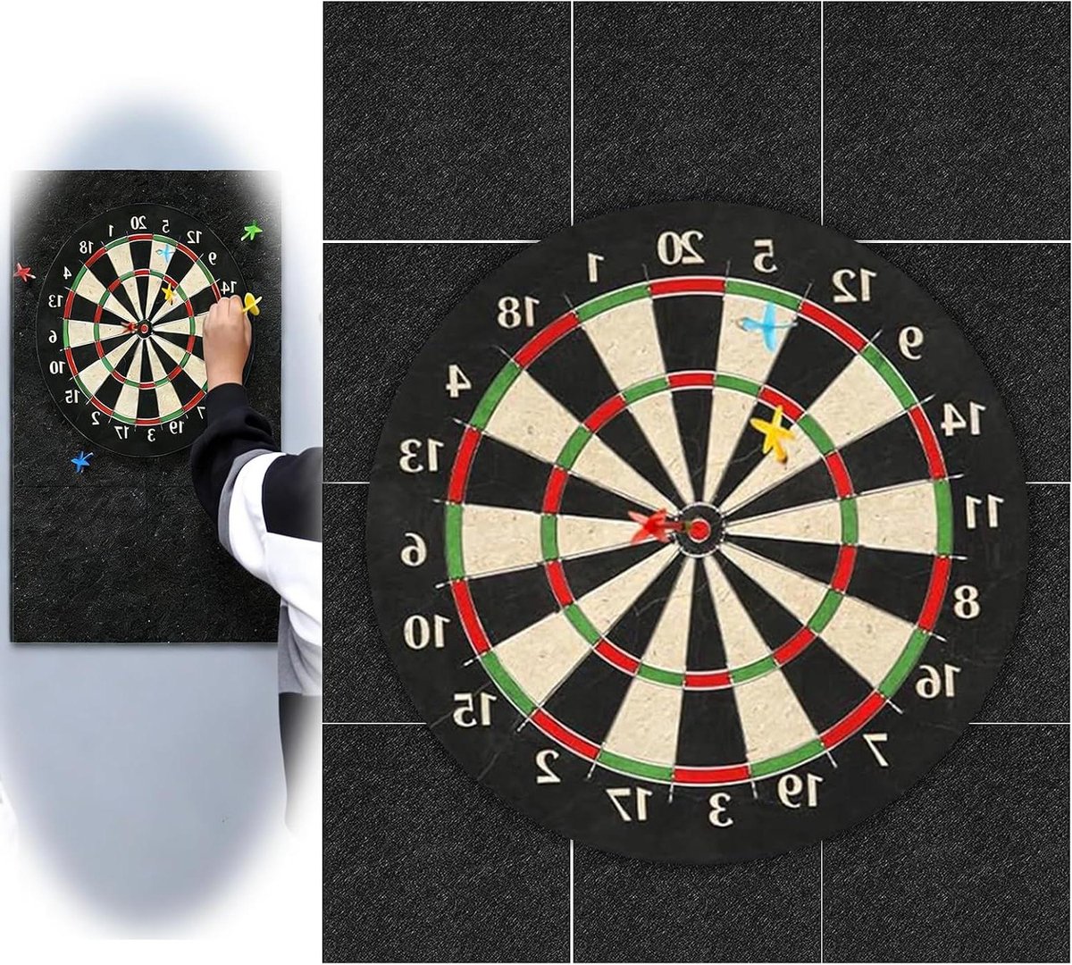 Dartbord Wandbescherming - Beschermende Tegels - Darts Spelen - Geluiddempend Vilt - 4 Stuks 30x30cm - Blauw