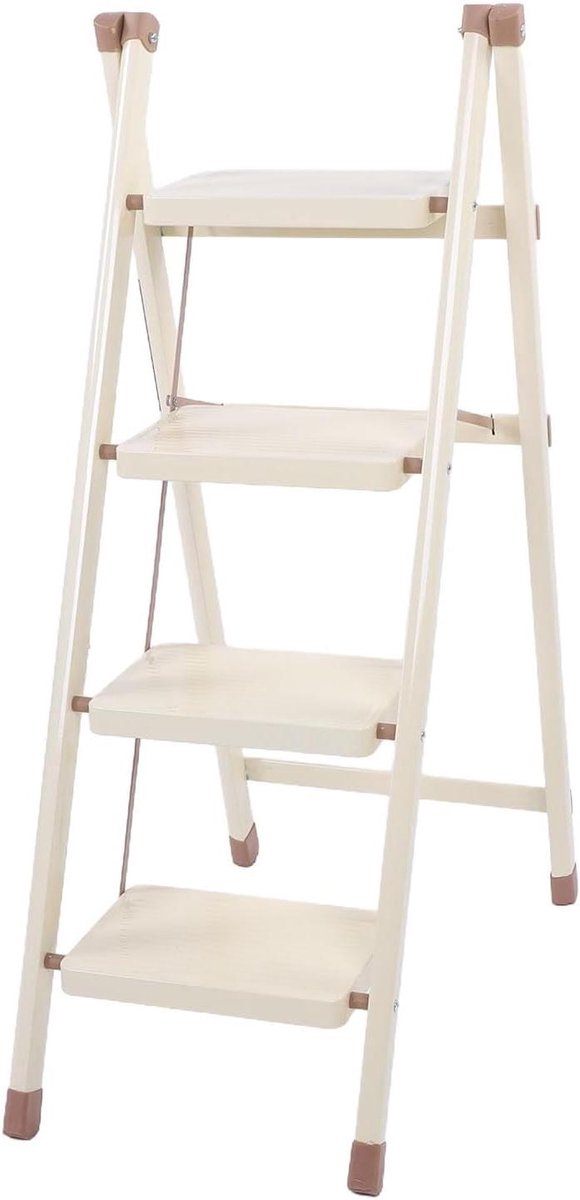 Vouwladder - Keukentrap Opstapkrukje - Veilig Klussen - Antisliptreden - 44B x 5H cm - Zwart